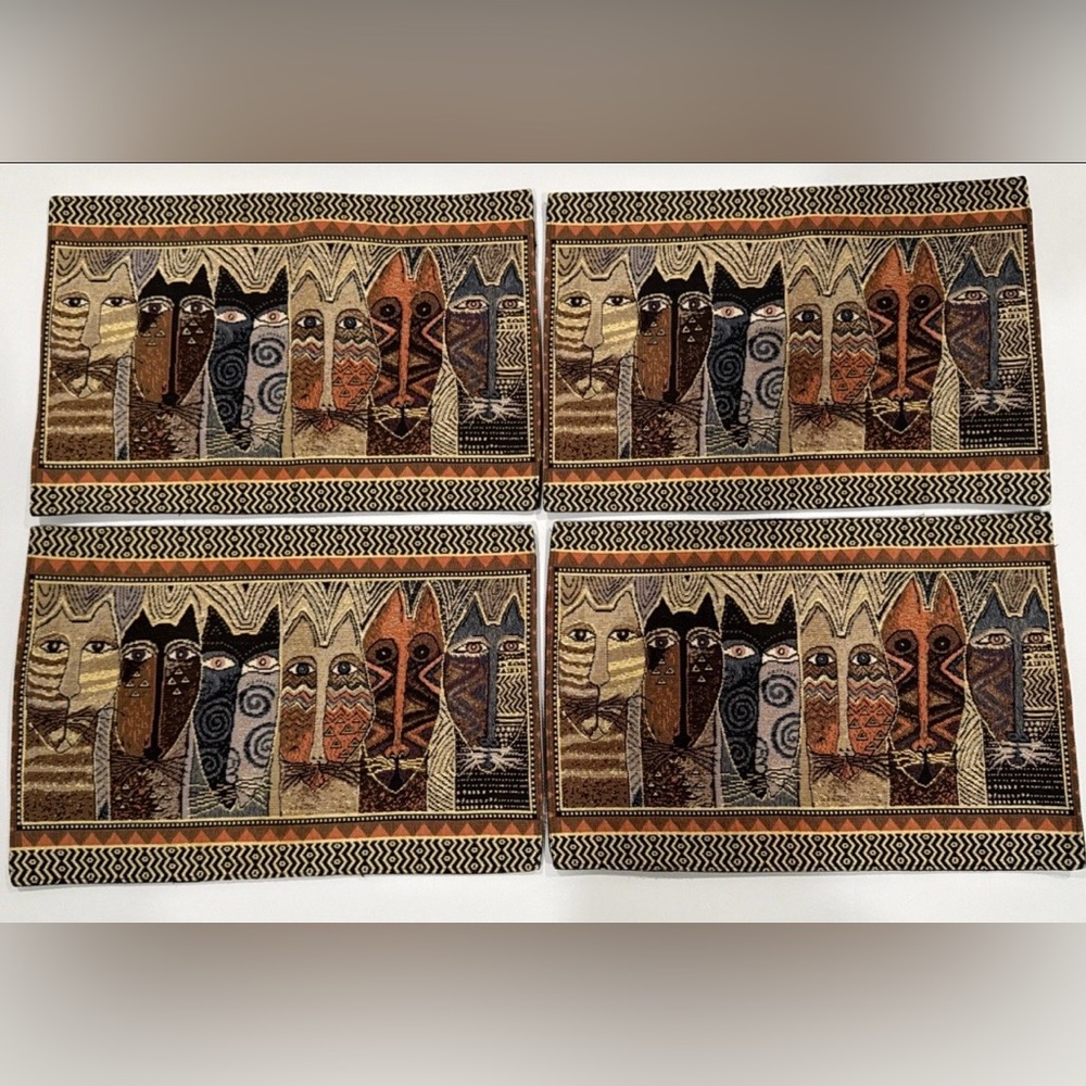 Laurel Burch Tribal Cats Tapestry Placemats